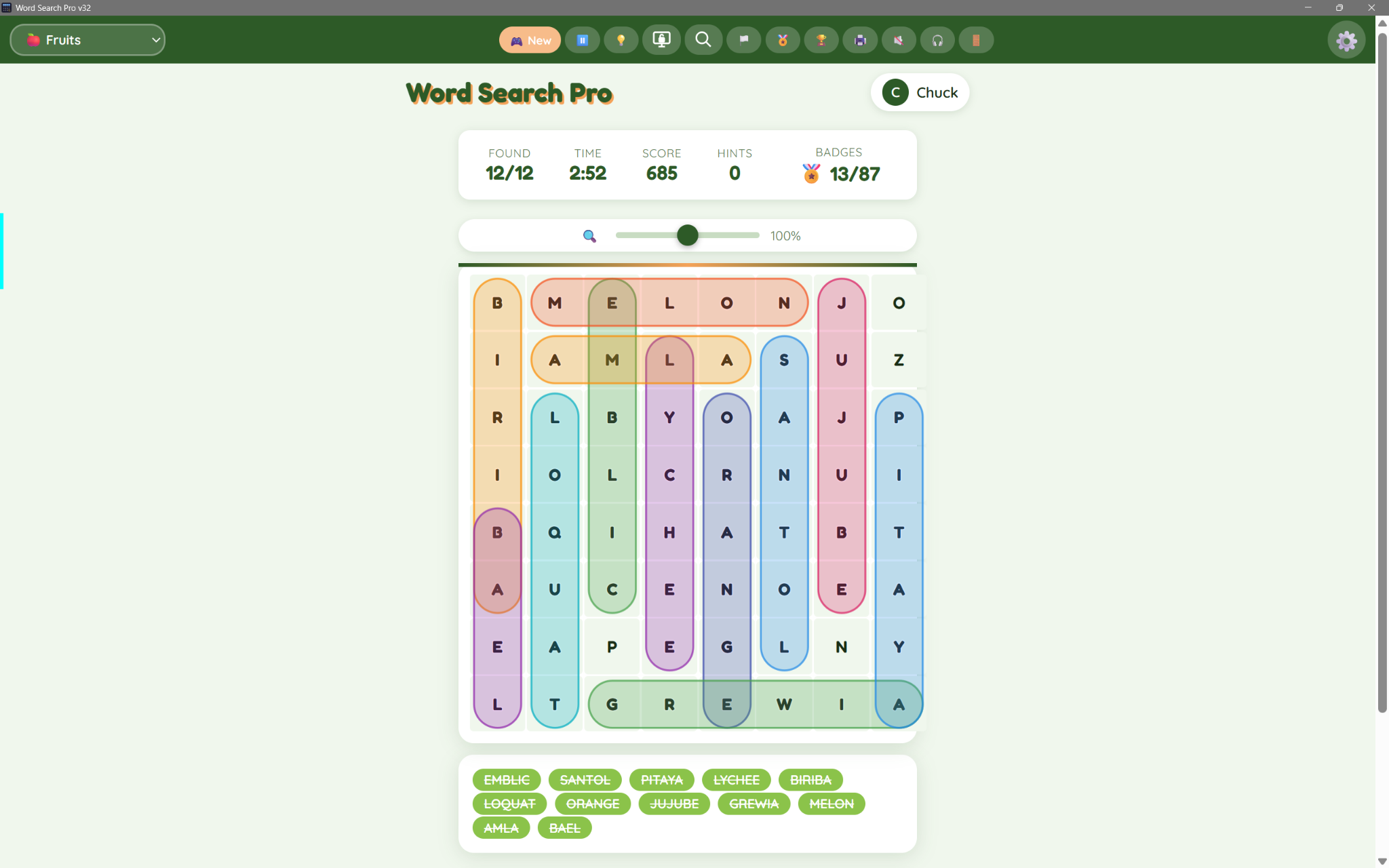 A completed easy puzzle